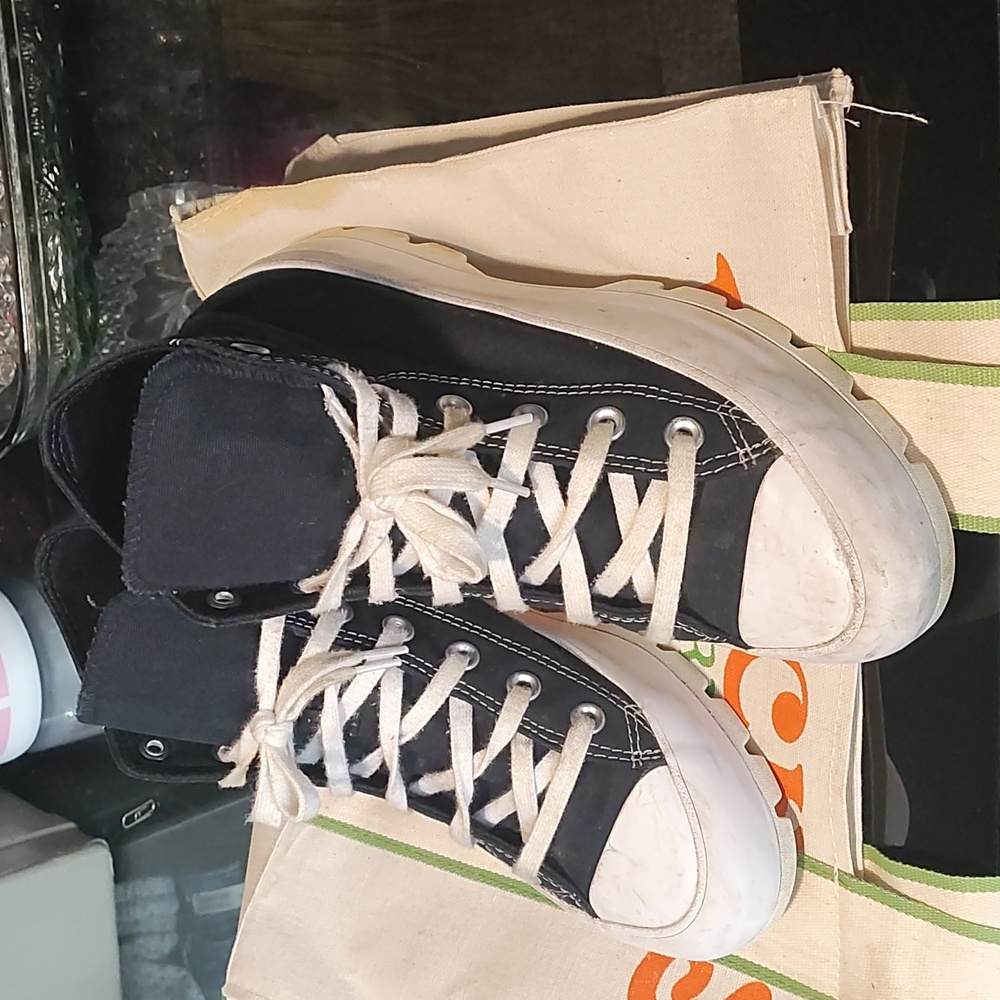 Converse Black High-Tops with White Label